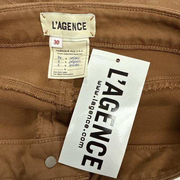 L’AGENCE Margot High Rise‎ Cropped Skinny Jeans Size 30 Java Coated Stretch - Picture 6 of 13